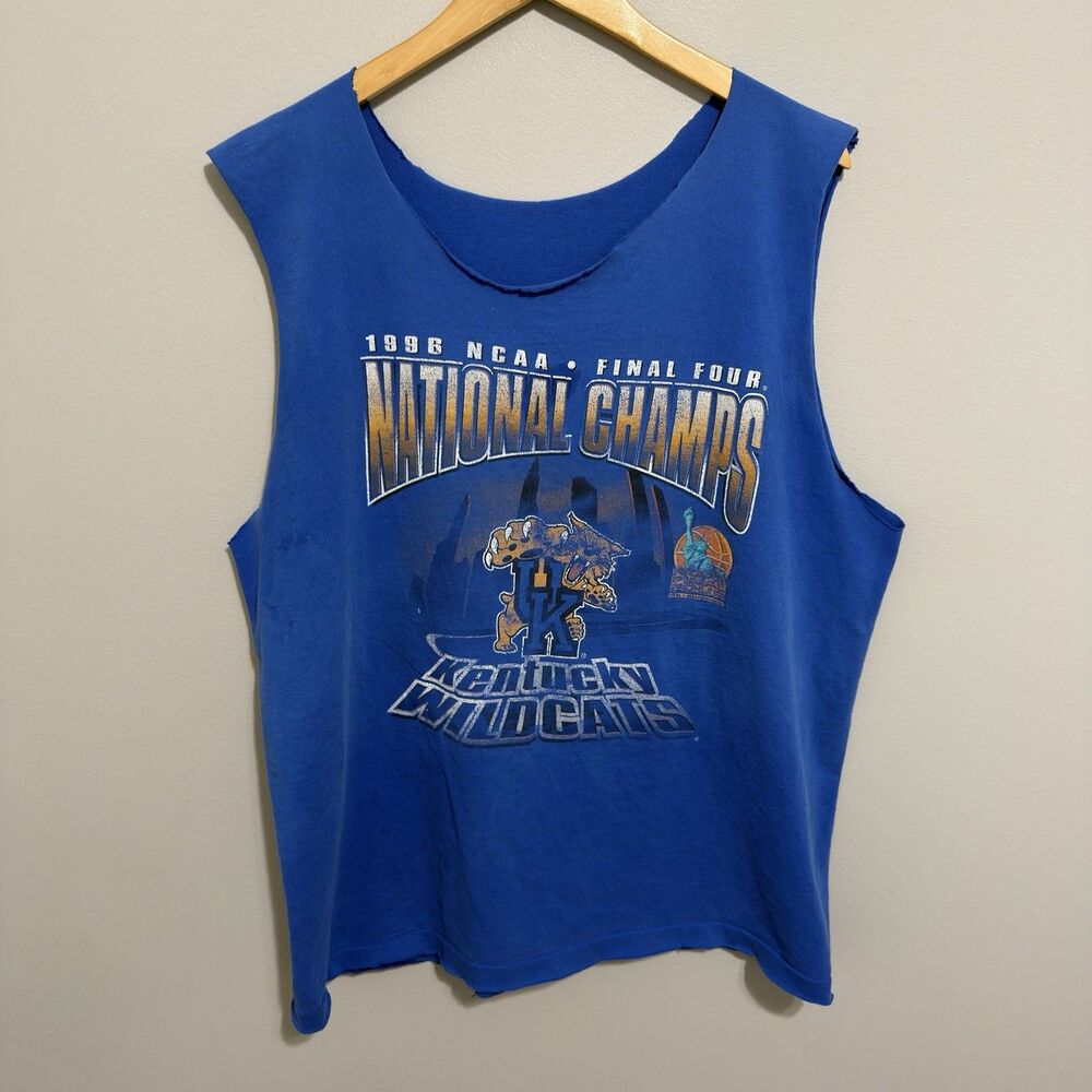 Vintage Kentucky Wildcats 1996 National Champions T-Shirt Mens XL Blue Tank